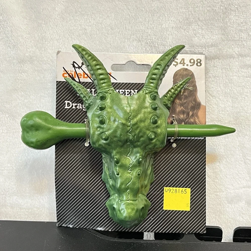 Dragon Head Scale Hair Cage Pin Cosplay Costume Accessories Green